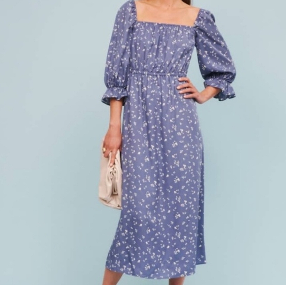 Reformation Blue Floral Karly Dress XL